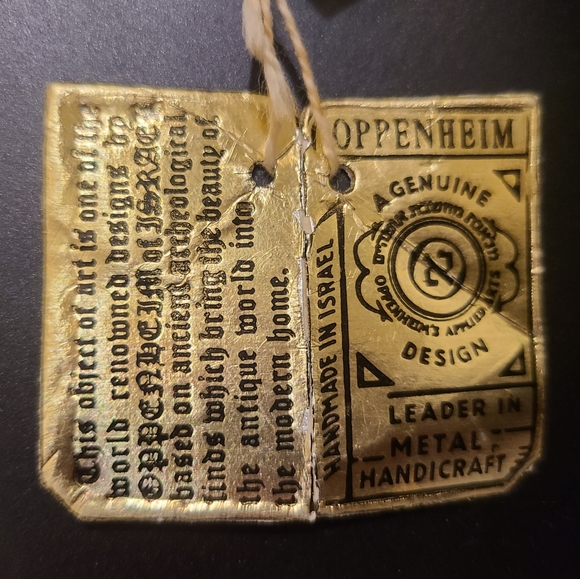 Vintage Oppenheim Israel Green Enamel Gold Brass Decorative Matzoh Tray - Picture 11 of 11